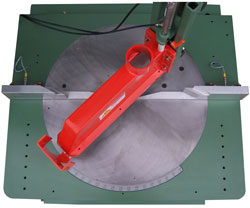 Vista Angle Boss M24 Miter up-cut saw adjusted to -45 degrees.